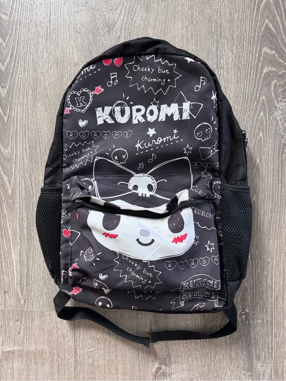 Kuromi Black Backpack with Character Print